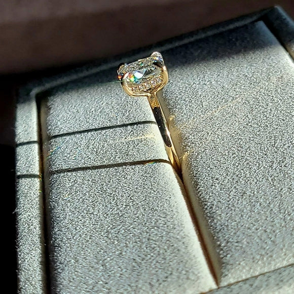Solid 14k Gold 2.7ct (G VS1) Lab Cushion Diamond Ring with Hidden Halo Lab Diamond