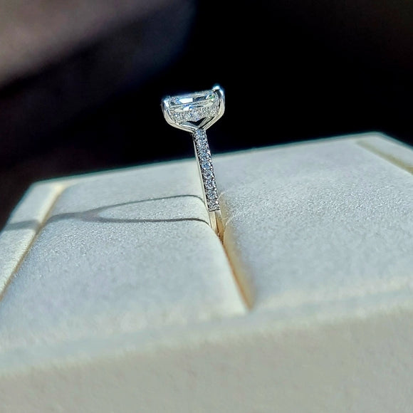 Platinum 1.59ct (G VVS2) Lab Radiant Diamond Ring with Side and Hidden Halo Lab Diamond