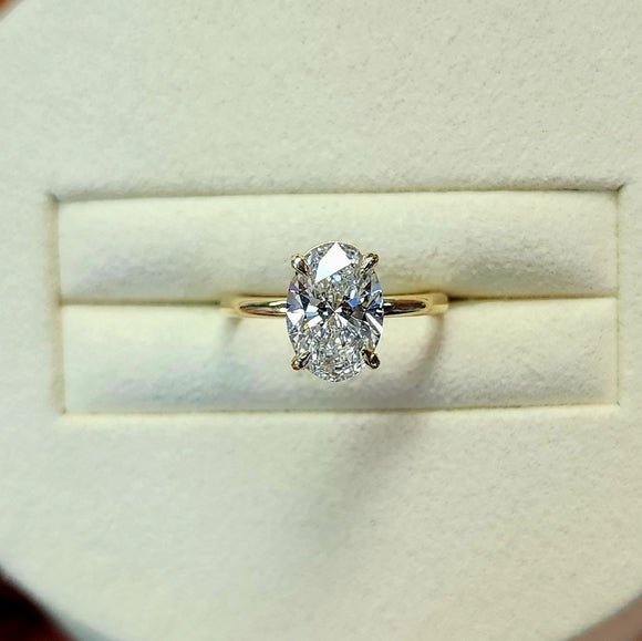 Solid 14k Gold (E VVS2) Lab Oval Diamond Ring(OV813) – Qakare