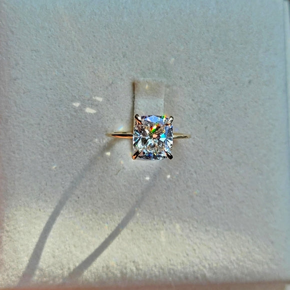 Solid 14k Gold 2.7ct G VS1 Lab Cushion Diamond Ring