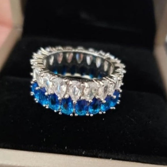 Double Row Eternity Crystal Ring