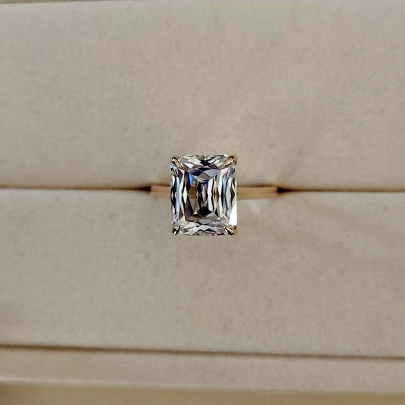 Solid 14k Gold 5ct Crisscut Moissanite Ring with Hidden Halo Moissanite