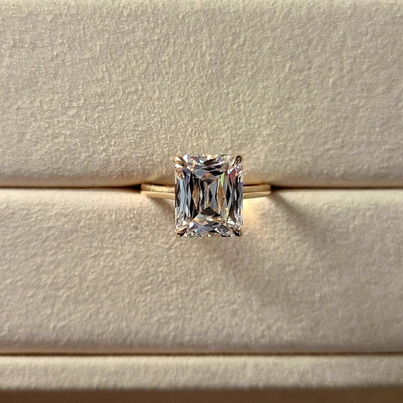Solid 14k Gold 5ct Crisscut Moissanite Ring with Hidden Halo Moissanite