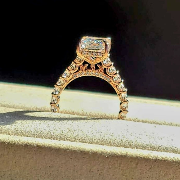 Solid 14k Gold 4ct E VVS2 Lab Radiant Diamond Ring with Side Lab Diamond