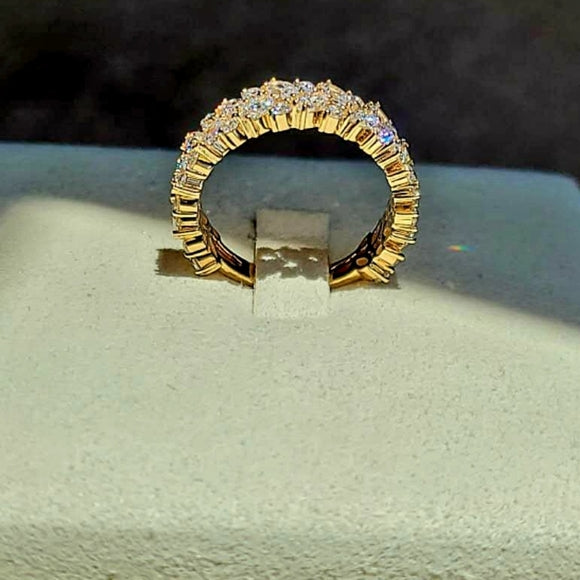 Solid 14k Gold Lab Marquise/round 3/4 Eternity Band