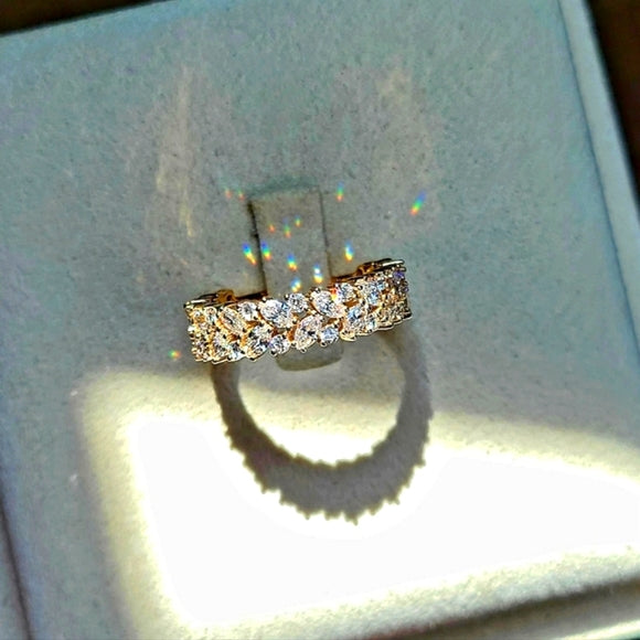 Solid 14k Gold Lab Marquise/round 3/4 Eternity Band