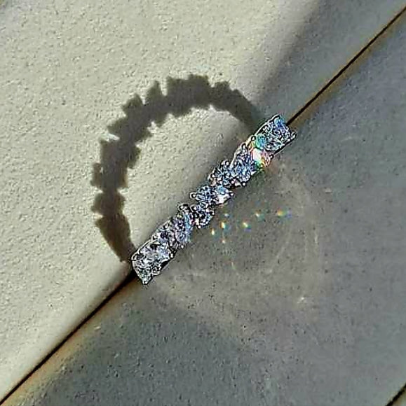 Solid 14k Gold Lab Marquise/Round Diamond Half Band