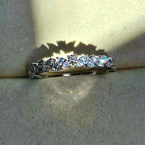 Solid 14k Gold Lab Marquise/Round Diamond Half Band