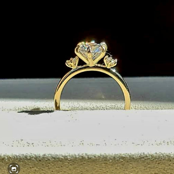 Solid 14k Gold 1.2ct D VVS2 Lab Round Diamond Ring with Side Lab Diamond