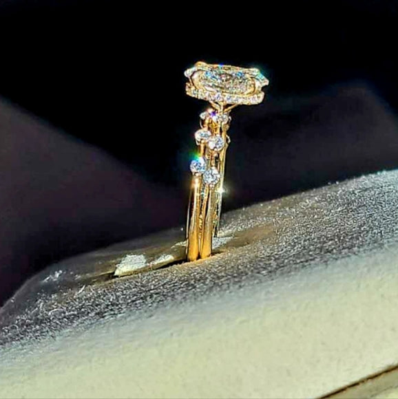 Solid 14k gold 2.5ct F VS1 lab oval diamond ring and matching band