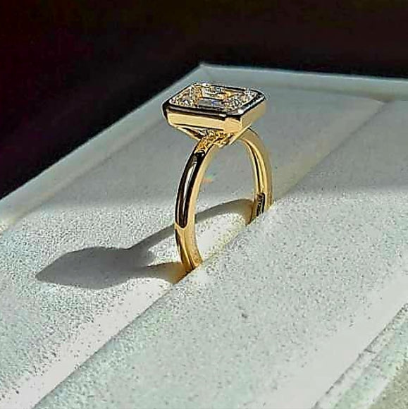 Solid 14k Gold 2.7ct F VS1 Lab Emerald Cut Diamond Ring