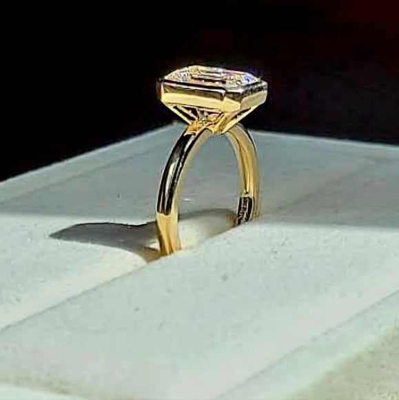 Solid 14k Gold 2.7ct F VS1 Lab Emerald Cut Diamond Ring