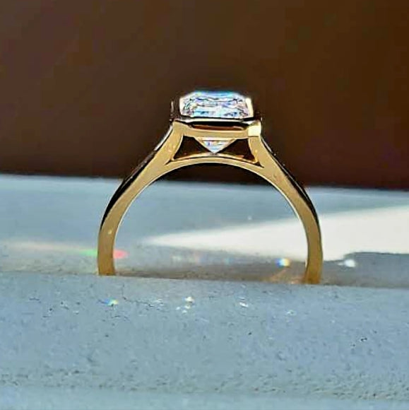 Solid 14k Gold 2.5ct Emerald Cut Moissanite Ring