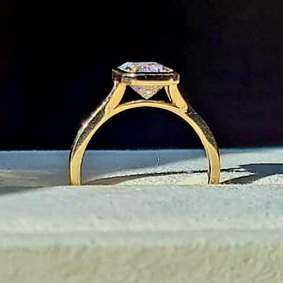 Solid 14k Gold 2.5ct Emerald Cut Moissanite Ring