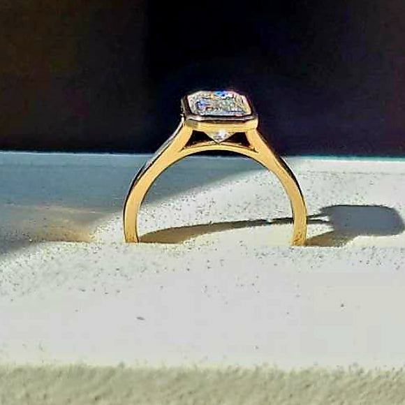 Solid 14k Gold 2.5ct Emerald Cut Moissanite Ring