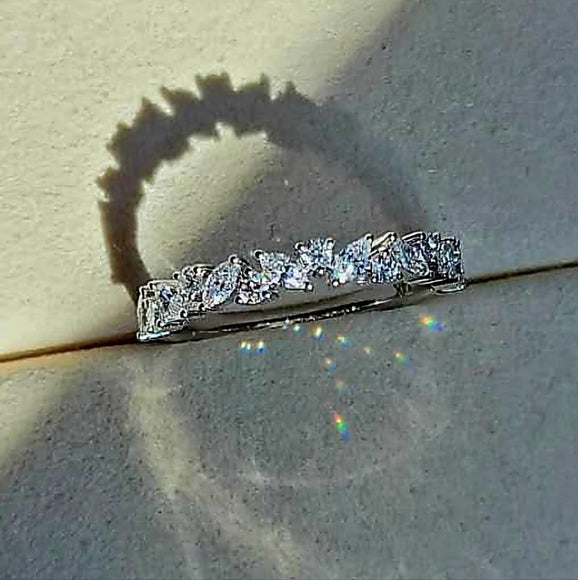 Solid 14k Gold Lab Marquise/Round Diamond Half Band