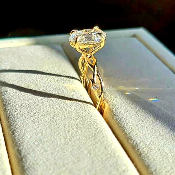 Solid 14k Gold 2.5ct E VS1 Lab Oval Diamond Ring with Side Lab Diamond