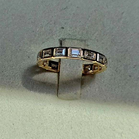 Solid 14k Gold 2×3mm Baguette Moissanite Eternity Band