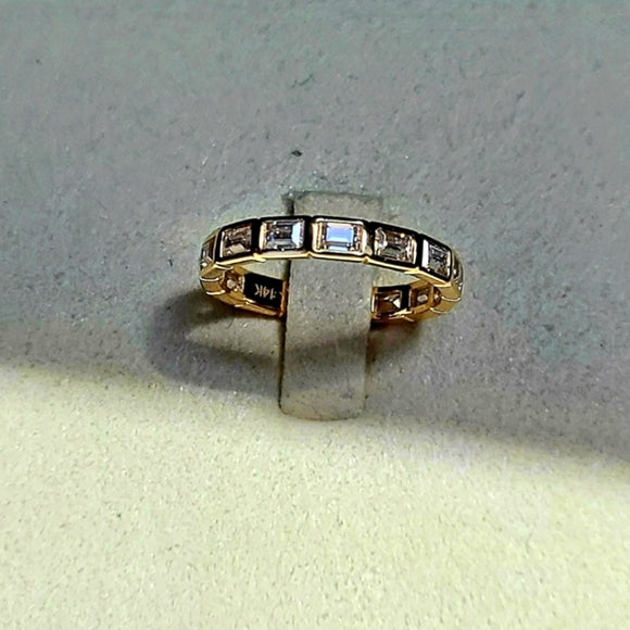 Solid 14k Gold 2×3mm Baguette Moissanite Eternity Band