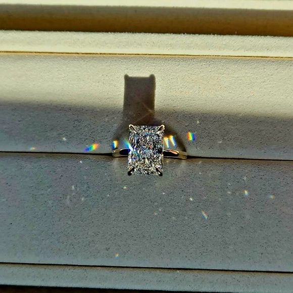 Solid 14k Gold 5ct F VS1 Lab Radiant Diamond Ying with Hidden Halo Lab Diamond