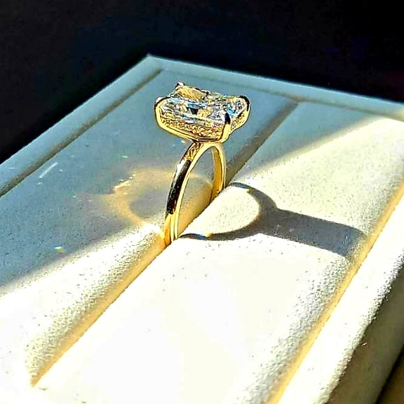 Solid 14k Gold 5ct F VS1 Lab Radiant Diamond Ying with Hidden Halo Lab Diamond