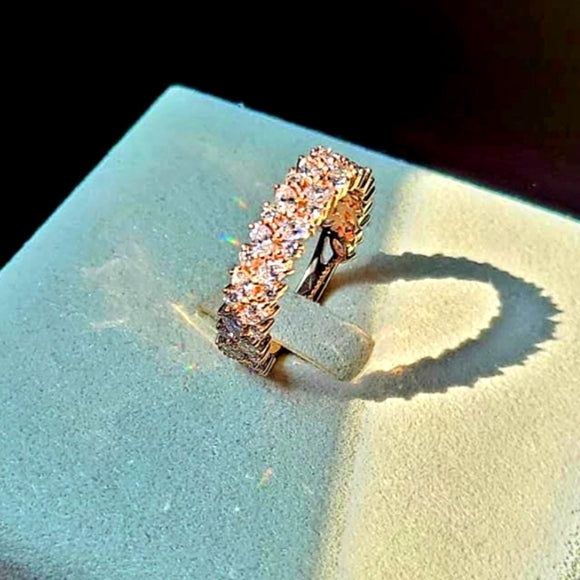 Solid 14k Gold Lab Marquise/round 3/4 Eternity Band