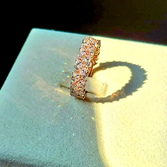 Solid 14k Gold Lab Marquise/round 3/4 Eternity Band