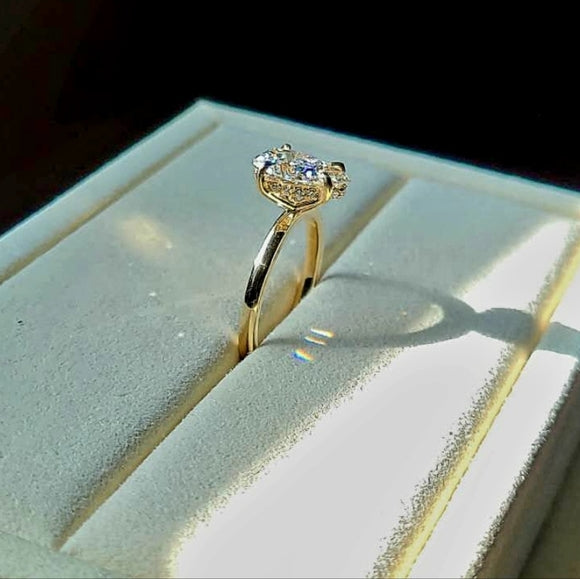 Solid 14k Gold 2ct F VS1 Lab Pear Diamond Ring with Hidden Halo Lab Diamond