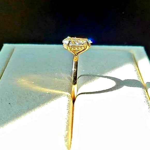 Solid 14k Gold 2ct F VS1 Lab Pear Diamond Ring with Hidden Halo Lab Diamond