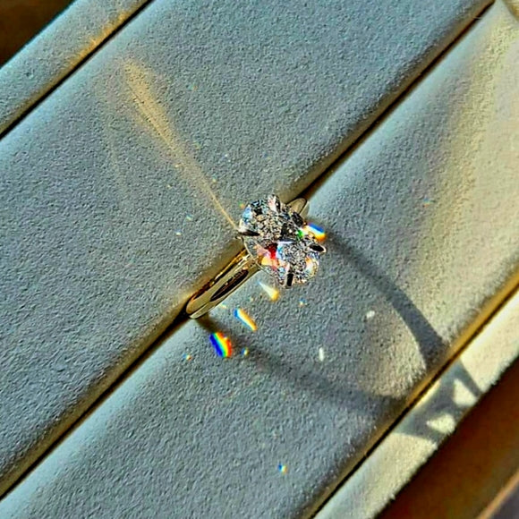 Solid 14k White and Yellow Gold 2ct E VS1 Lab Oval Diamond Ring