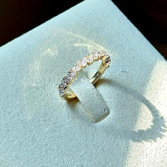 Solid 14k Gold Lab Marquise/Round Diamond Half Band