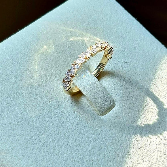 Solid 14k Gold Lab Marquise/Round Diamond Half Band