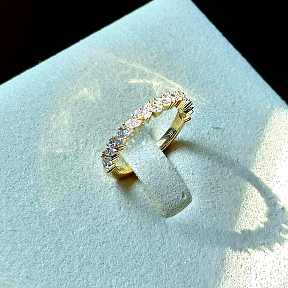 Solid 14k Gold Lab Marquise/Round Diamond Half Band