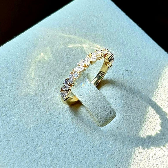 Solid 14k Gold Lab Marquise/Round Diamond Half Band