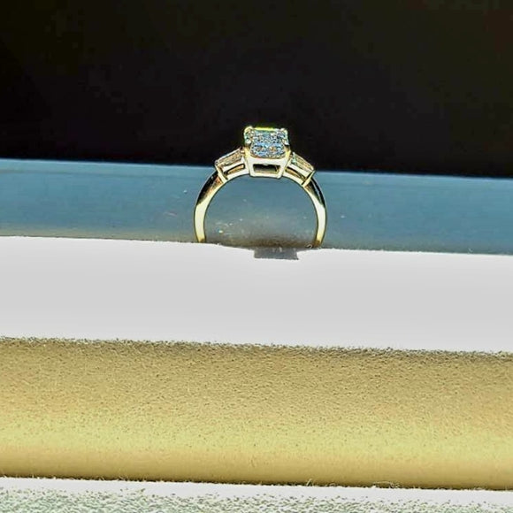 Solid 14k Gold 2.5ct F VS1 Lab Emerald Cut Diamond Ring with Side Lab Diamond