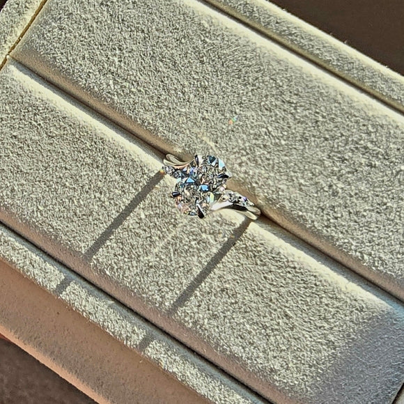 Platinum 2.5ct F VS1 Lab Oval Diamond Ring with Side Lab Marquise Diamond