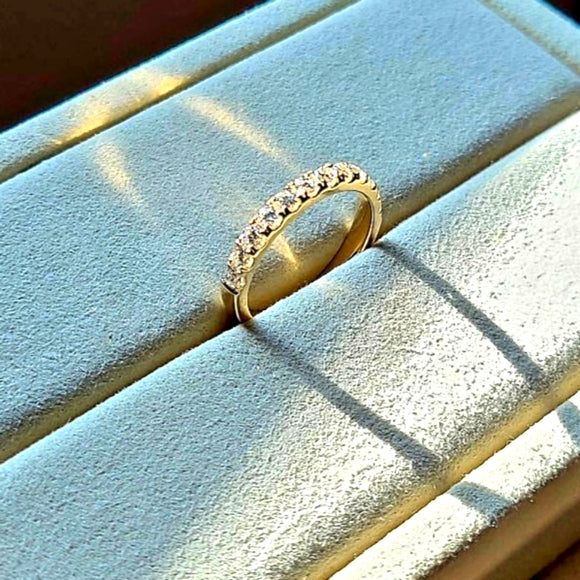 Solid 14k Gold Lab Diamond Half Band