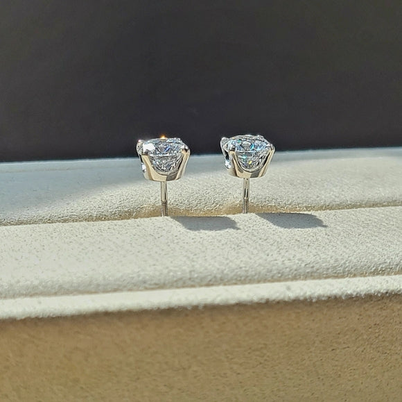 solid 14k gold 1.5ct d vvs2 lab round diamond earrings