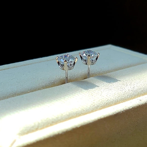 solid 14k gold 1.5ct d vvs2 lab round diamond earrings