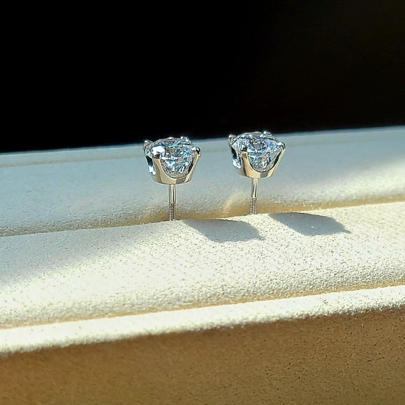 solid 14k gold 1.5ct d vvs2 lab round diamond earrings