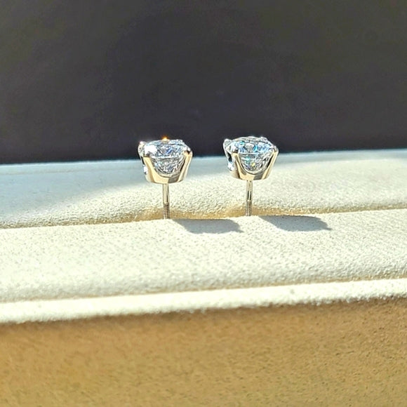 solid 14k gold 1.5ct d vvs2 lab round diamond earrings