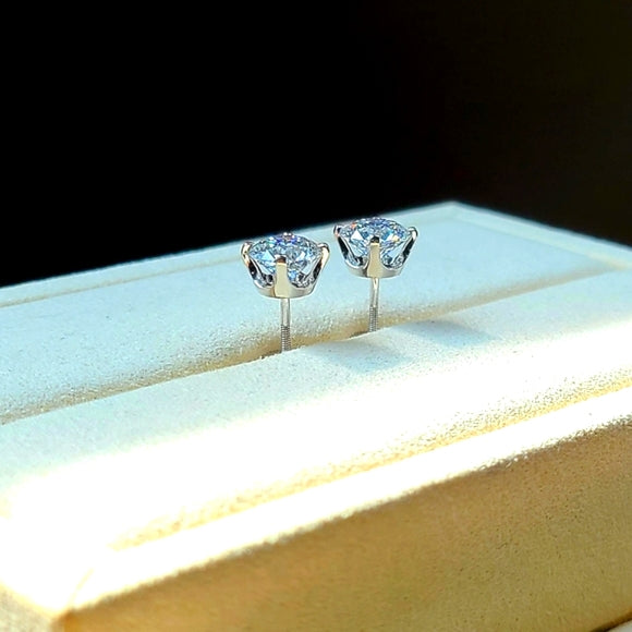 solid 14k gold 1.5ct d vvs2 lab round diamond earrings