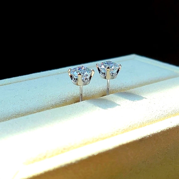 solid 14k gold 1.5ct d vvs2 lab round diamond earrings