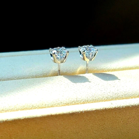 solid 14k gold 1.5ct d vvs2 lab round diamond earrings