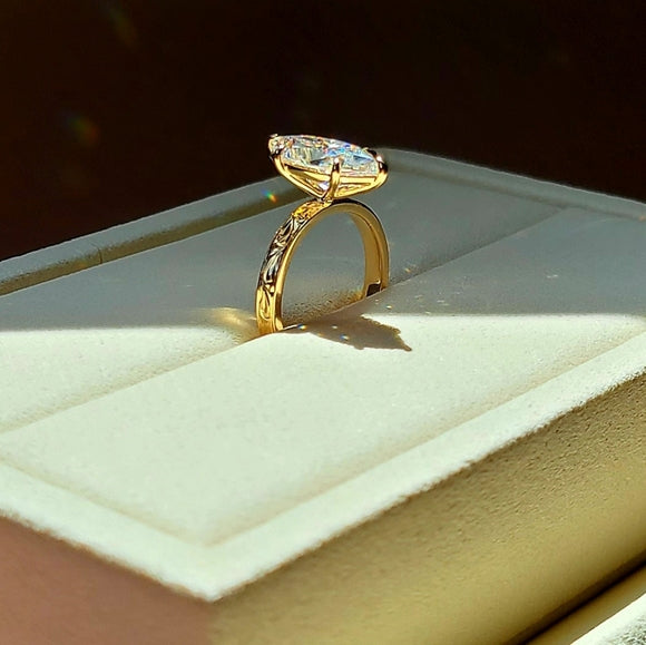 solid 14k gold 3ct marquise moissanite ring  JAN