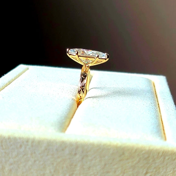 solid 14k gold 3ct marquise moissanite ring  JAN