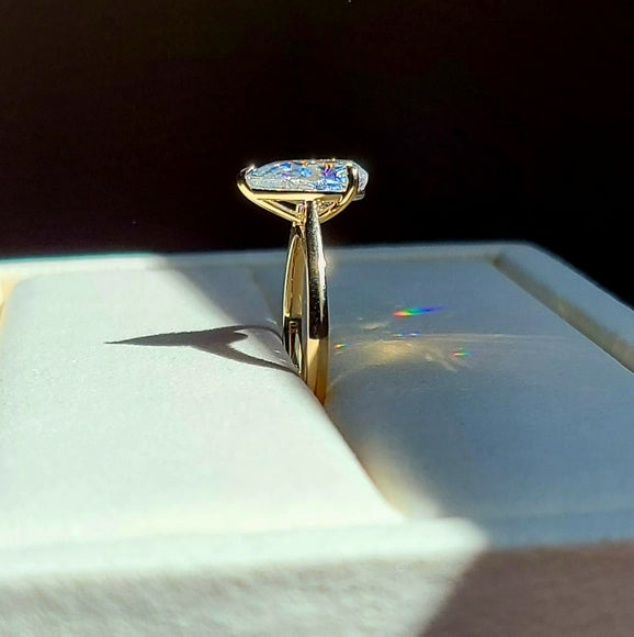 solid 10k gold 3ct pear moissanite ring