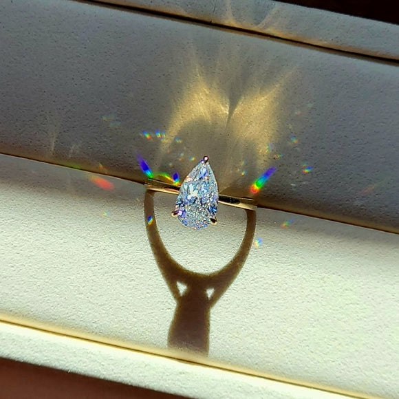 solid 10k gold 3ct pear moissanite ring