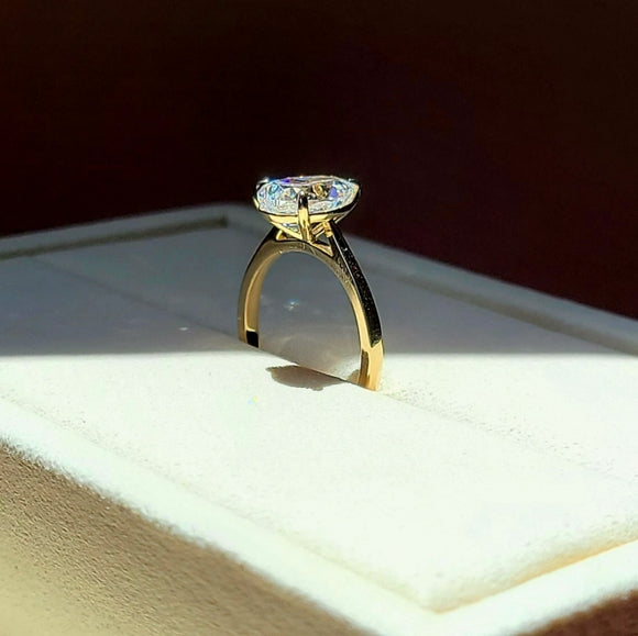 solid 10k gold 3ct pear moissanite ring