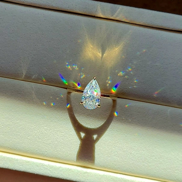 solid 10k gold 3ct pear moissanite ring
